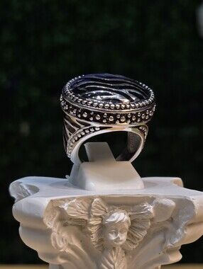 PREMIER DESIGNS Ring Zebra Silver Black Enamel (5 3/4) Unisex